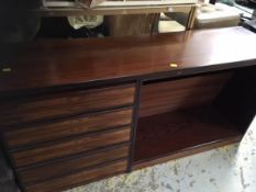 A Scanflex rosewood desk / unit with bank of five drawers