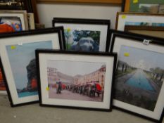 Seven framed modern prints of India