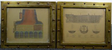 MARITIME ENGINEERING PRINTS being a cross-section of 'Duke of Wellington', a screw-steam-ship of