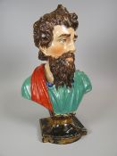 STAFFORDSHIRE PEARLWARE MODEL OF PLATO classically modelled over a shaped plinth, 32cms high