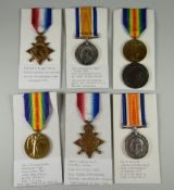 SIX WWI PERIOD MEDALS to include three issued to Gunnar Corporal W Lily RFA including the 1914-15