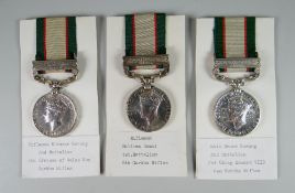 THREE GEORGE VI INDIA GENERAL SERVICE MEDALS each with single clasp North West Frontier 1936-37 &