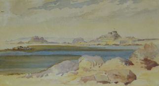 KENNETH HOLMES watercolour - coastal scene, 19 x 34cms