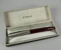 VINTAGE BOXED RED PARKER 51 FOUNTAIN PEN with chalk marks