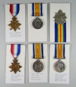 GROUP OF ASSORTED MEDALS PRESENTED TO DIFFERENT RECIPIENTS to include two 1914-15 Stars, three