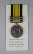 AFRICA GENERAL SERVICE MEDAL with two clasps Jidballi & Somaliland 1902-04, engraved 2438 Sepoy