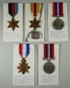 GROUP OF FIVE BRITISH CAMPAIGN MEDALS to include 1914-15 Star, 1939-45 Star, Africa Star & two War