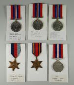 GROUP OF SIX WWII PERIOD BRITISH CAMPAIGN MEDALS comprising 1939-45 Star, Burma Star & War medal