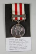 INDIAN MUTINY MEDAL with single clasp Central India, engraved to Gunner Mark Heyward, 4th CY 14th BN