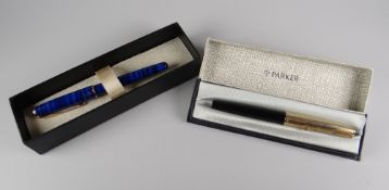 VINTAGE BLACK PARKER 61 FOUNTAIN PEN with engine-turned rolled gold cap (name engraved on barrel)