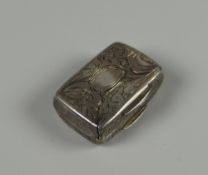 AN EARLY VICTORIAN SILVER VINAIGRETTE with foliate decoration to case and grill, Birmingham 1843,