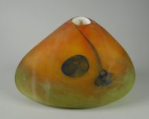 NICK ORSLER CONTEMPORARY ART GLASS fruit-form narrow neck vase, signed, 10cms high