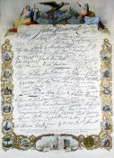 ENGRAVING FACSIMILE OF SIGNATURES FOR THE AMERICAN DECLARATION OF INDEPENDENCE coloured with herald