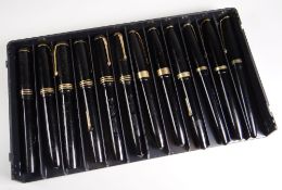 TRAY OF TWELVE VINTAGE BLACK CONWAY STEWART FOUNTAIN PENS to include numbers 106, 103, 27, 58 etc