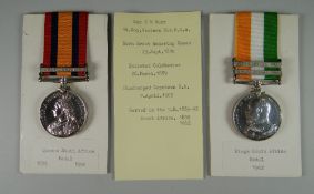 BOER WAR QUEEN'S SOUTH AFRICA & KING'S SOUTH AFRICA MEDAL GROUP the Queen's South Africa medal