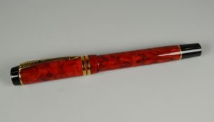 MODERN RED JASPER PARKER DUOFOLD CENTENNIAL MK II FOUNTAIN PEN the nib stamped 18k