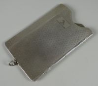 A SILVER CALLING CARD CASE WITH POP-UP MOVEMENT and machine decoration with 'A' letter in cartouche,