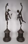 AFTER CLODION, A SUPERB PAIR OF BRONZES OF MERCURY AND CERES standing on relief decorated