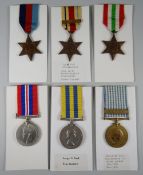 GROUP OF WWII PERIOD MEDALS & POST WORLD WAR MEDAL GROUP to include 1939-45 Star, Africa Star, Italy