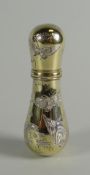 A CASED VICTORIAN SILVER-GILT SCENT BOTTLE with screw-top and engraving decorated with butterflies