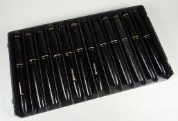 TRAY OF TWELVE VINTAGE BLACK CONWAY STEWART FOUNTAIN PENS to include numbers 75, 759, 286 etc