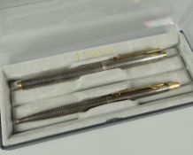 VINTAGE BOXED 925 STERLING SILVER PARKER 75 CISELE FOUNTAIN PEN & PENCIL SET