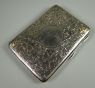A CHESTER SILVER WALLET with green leather interior, single ivory note-page and white-metal