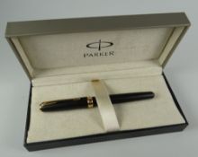 MODERN MATTE BLACK PARKER SONNET FOUNTAIN PEN in original box with instructions
