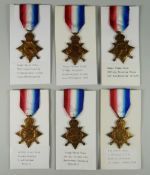 SIX 1914-15 WWI STARS engraved to different recipients (with printed information cards) (6)