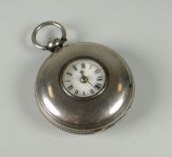 A GEORGE III SILVER HALF-HUNTER FUSEE POCKET-WATCH having a white enamel dial bearing Roman