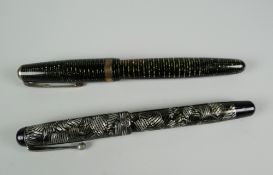 VINTAGE MK I SLENDER STRIATED GREY PARKER TELEVISOR FOUNTAIN PEN together with vintage Emerald Pearl