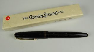 VINTAGE BLACK CONWAY STEWART 150 FOUNTAIN PEN in original box with instruction sheet