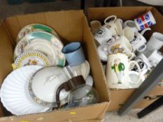 Two mixed boxes of crockery and china including commemoratives etc