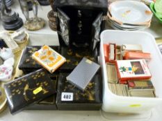 Quantity of lacquered boxes and playing cards
