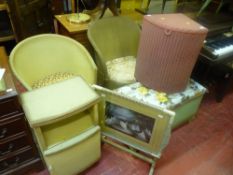 Parcel of Lloyd loom style bedroom furniture - chairs, ottoman etc