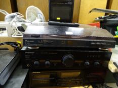 Parcel of Pioneer music centre separates including stereo amplifier, double cassette deck, turntable