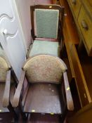 Pair of vintage small chairs with tapestry upholstered backs
