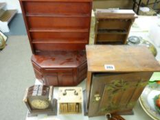 Two tabletop dressers, a wall hanging cupboard and two sets of tree coasters