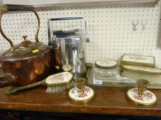 Vintage dressing table set, copper kettle and an ice bucket
