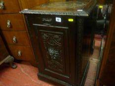 Vintage carved oak fall front coalbox/log bin