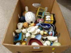 Box of decorative eggs and other mixed china etc
