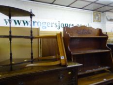 Graduated three shelf small bookcase, a three tier whatnot and an Italian triangular occasional