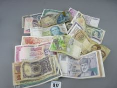 Collection of world bank notes