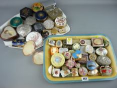 Good collection of trinket and pill boxes with a butterfly wing compact showing the M V Ulster