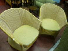 Pair of wicker and bamboo conservatory chairs