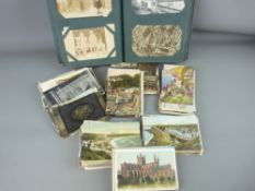 Album and an additional loose quantity of vintage postcards, various content including street scenes