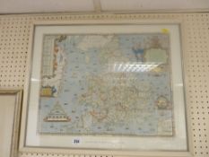 Reproduction SAXTON'S map of England and Wales, 1579, printed by Taylowe Ltd, 1966