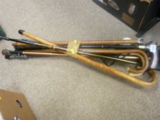 Bundle of walking sticks and similar items