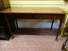 Mahogany hall table with two drawers on pad feet