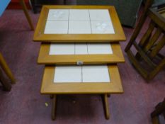 Mid Century tiled top nest of three tables